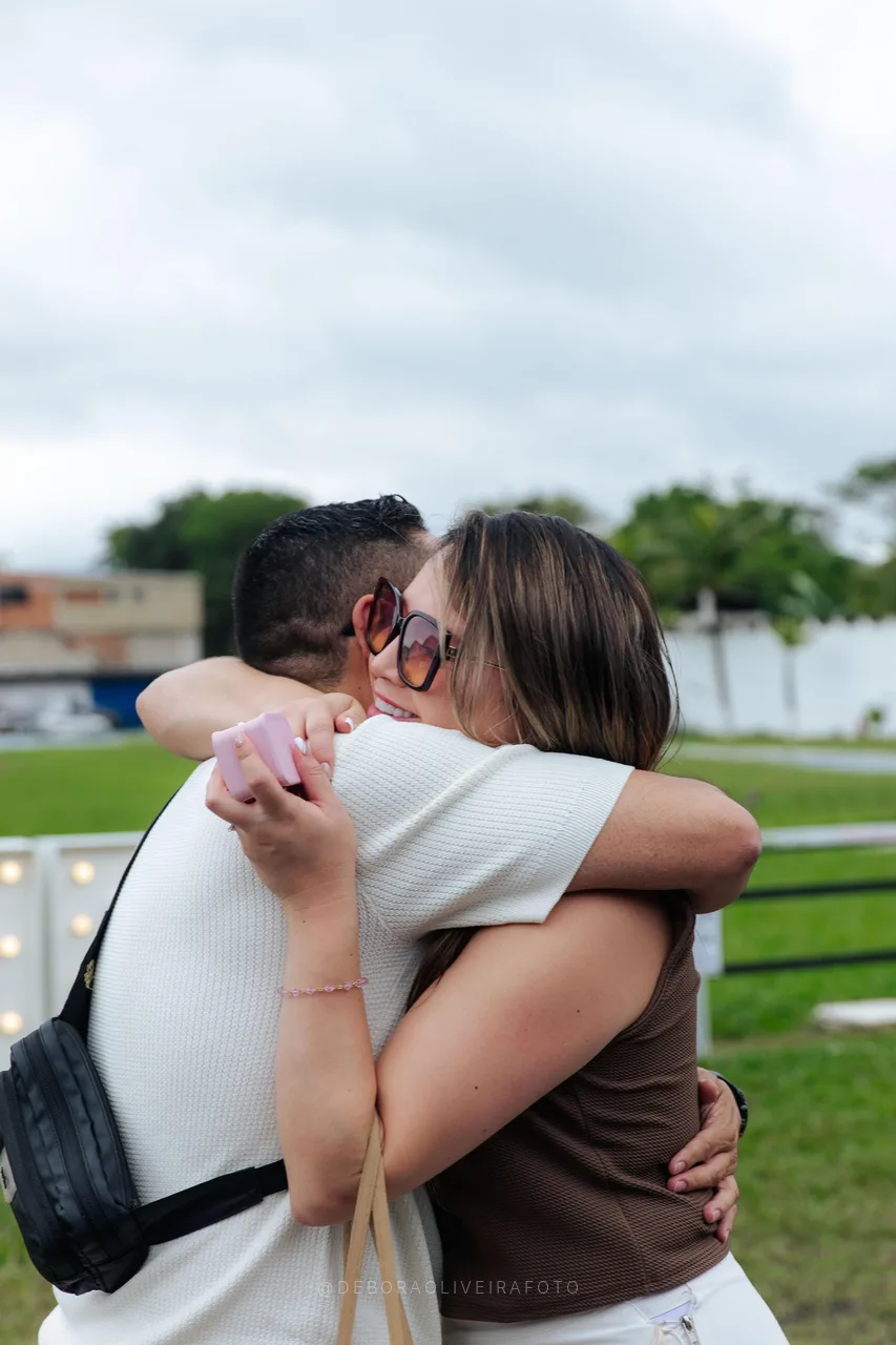Andrea hugging Juan right after saying yes at the heliport